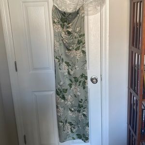 Reformation Frankie Silk Dress in Tea Garden